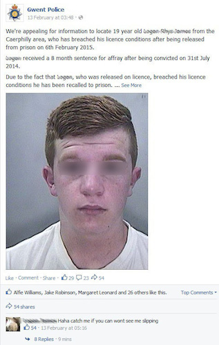 Gwent Facebook sought by police