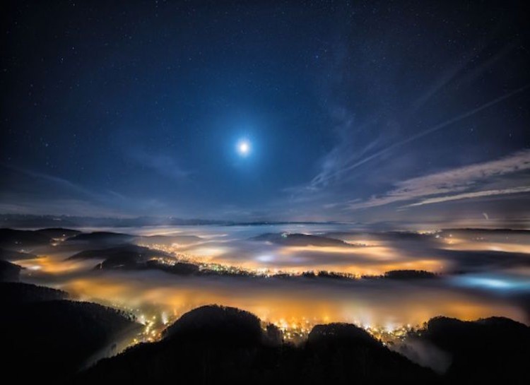 pemandangan malam yang indah, Swiss
