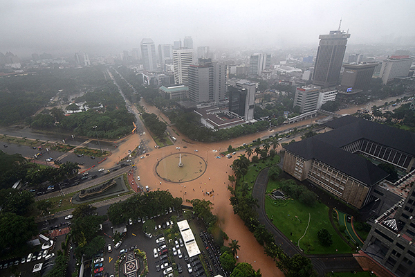 Banjir di Jakarta dilihat dari ketinggian