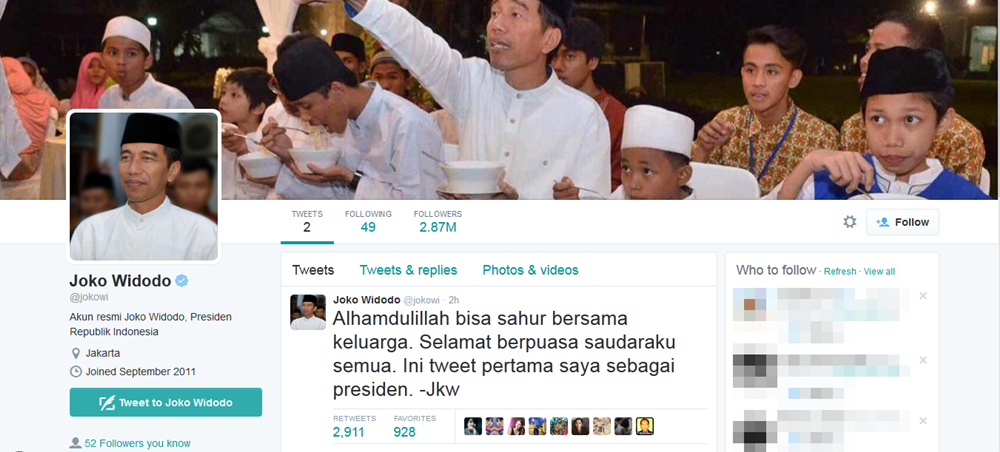 Akun Twitter Jokowi Setelah Bertransformasi