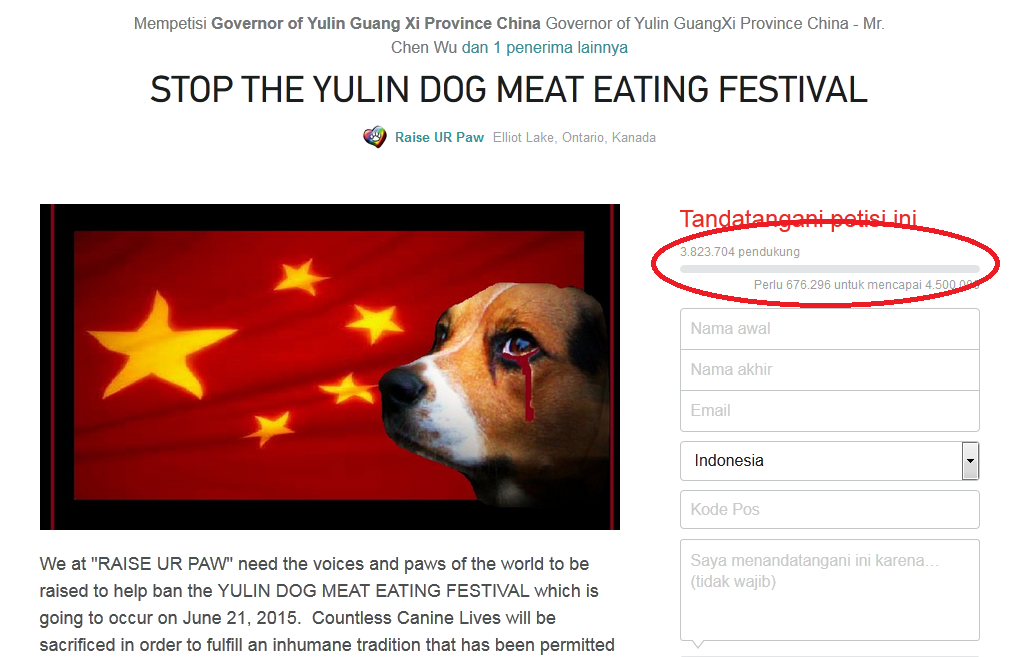 Petisi Festival Yulin 2015 