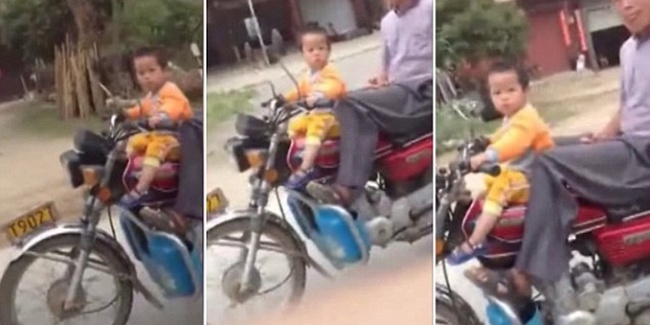 Bayi yang menggonceng kakeknya di China bikin geger [Image Source]