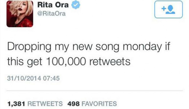 Tweet Rita Ora [Image Source]