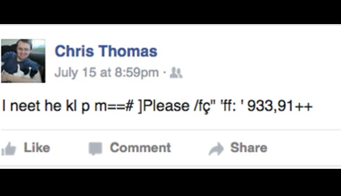 Status Facebook Chris Thomas [Image Source]