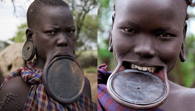 Wanita di Ethiopia Cantik dengan Mulut Lebar