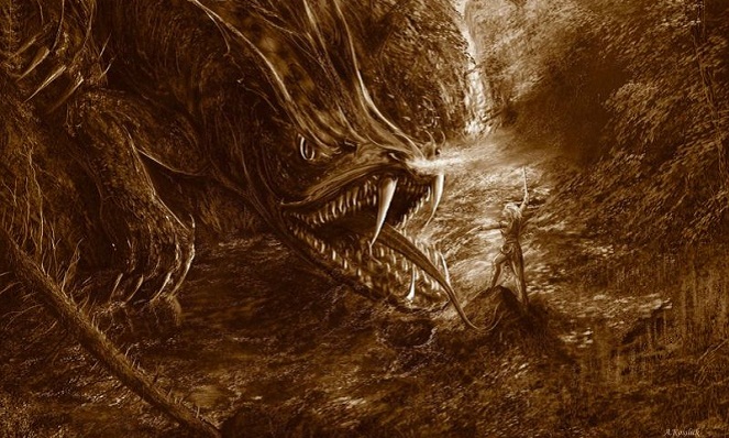 Fafnir, cerita naga perkasa yang mati oleh seorang ksatria berpedang patah [Image Source]