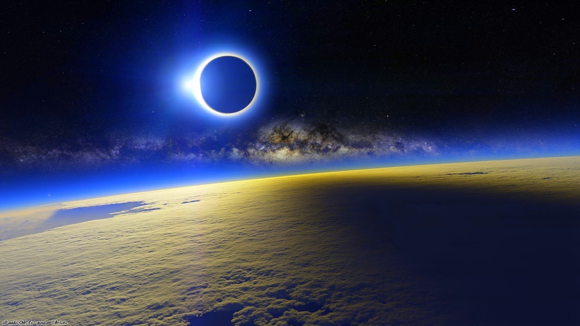 Matahari terutup bulan saat terjadi gerhana matahari [image source]