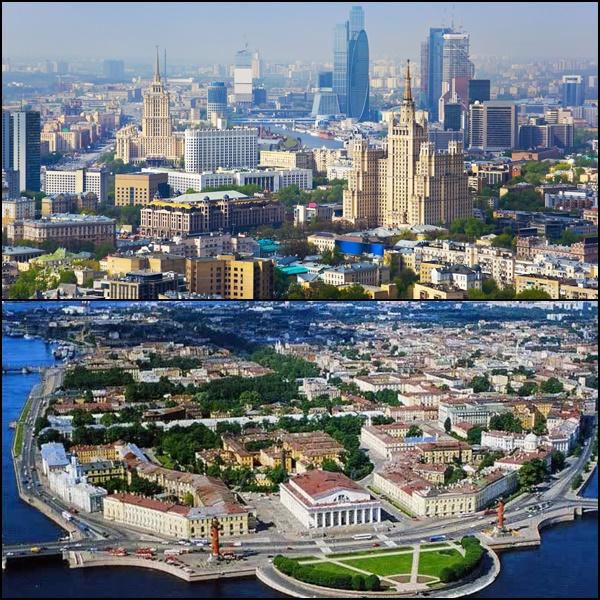 Moskow (atas) dan St. Petersburg (bawah) ]