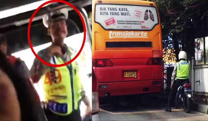 Polisi Cekcok di dalam Bus Transjakarta [image source]