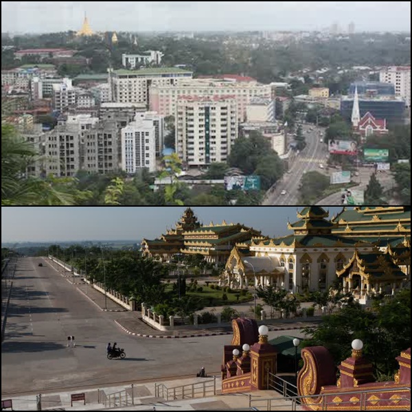 Yangon (atas) dan Naypyidaw (bawah) 