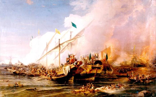 Pertempuran melawan Andrea Doria yang dimenangkan dengan gemilang oleh Barbarossa [Image Source]