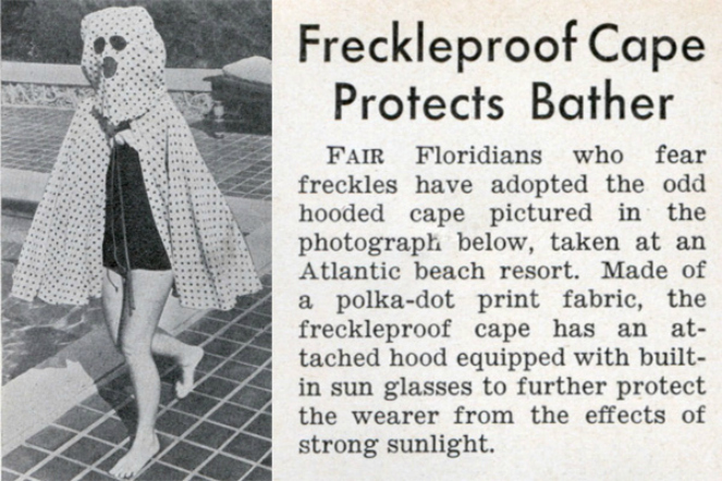 Artikel koran yang memuat tentang Freckleproof Cape (Freckleproof Cape) [image source]