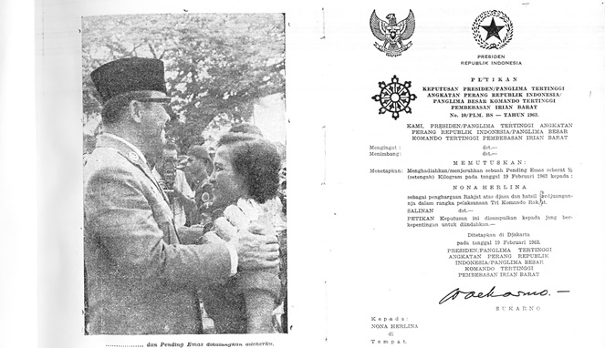  Herlina Kasim mendapat Pending Emas dari Presiden Soekarno [Image Source]