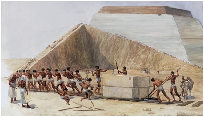 Ilustrasi pembangunan piramida [Image Source]