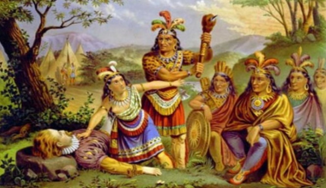 Saat Pocahontas menyelamatkan John Smith (image source)